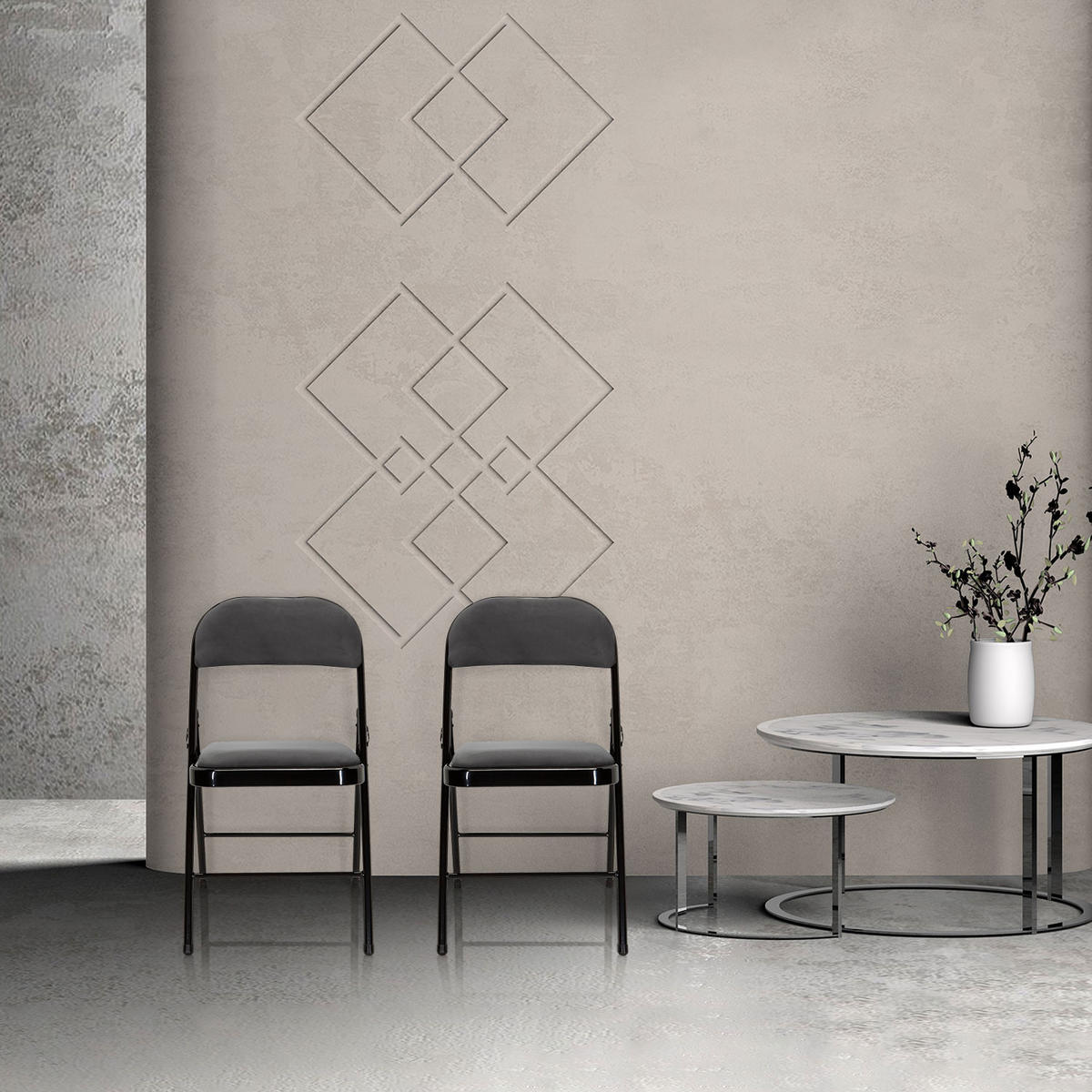 SKLÁDACÍ ŽIDLE, černá, tmavě šedá - černá/tmavě šedá, Basics, kov/textil (44/80/49cm) - MID.YOU
