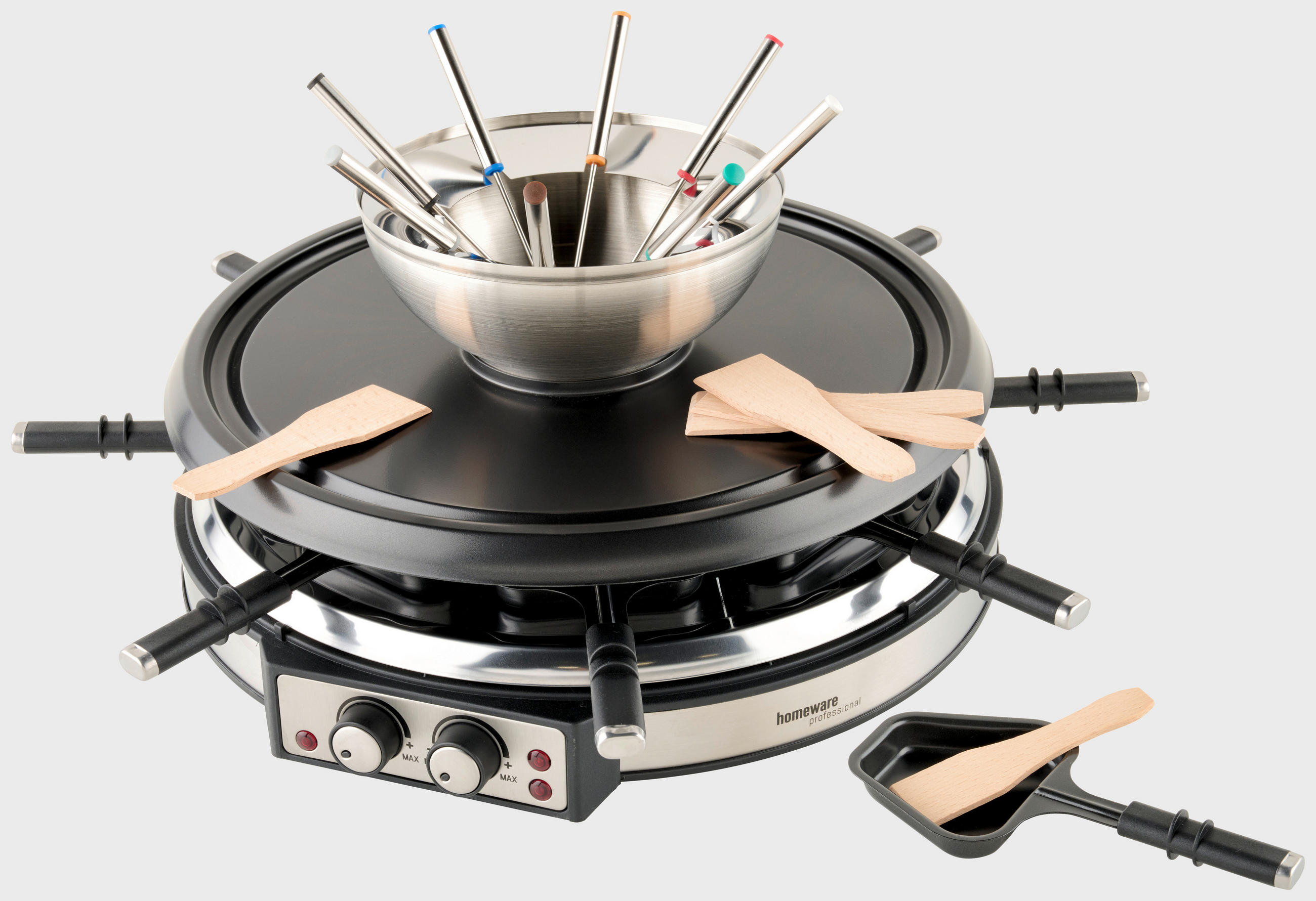 RACLETTEGRILL - stålfärgad/svart, Klassisk, metall/trä (41/28cm) - Homeware Profession.