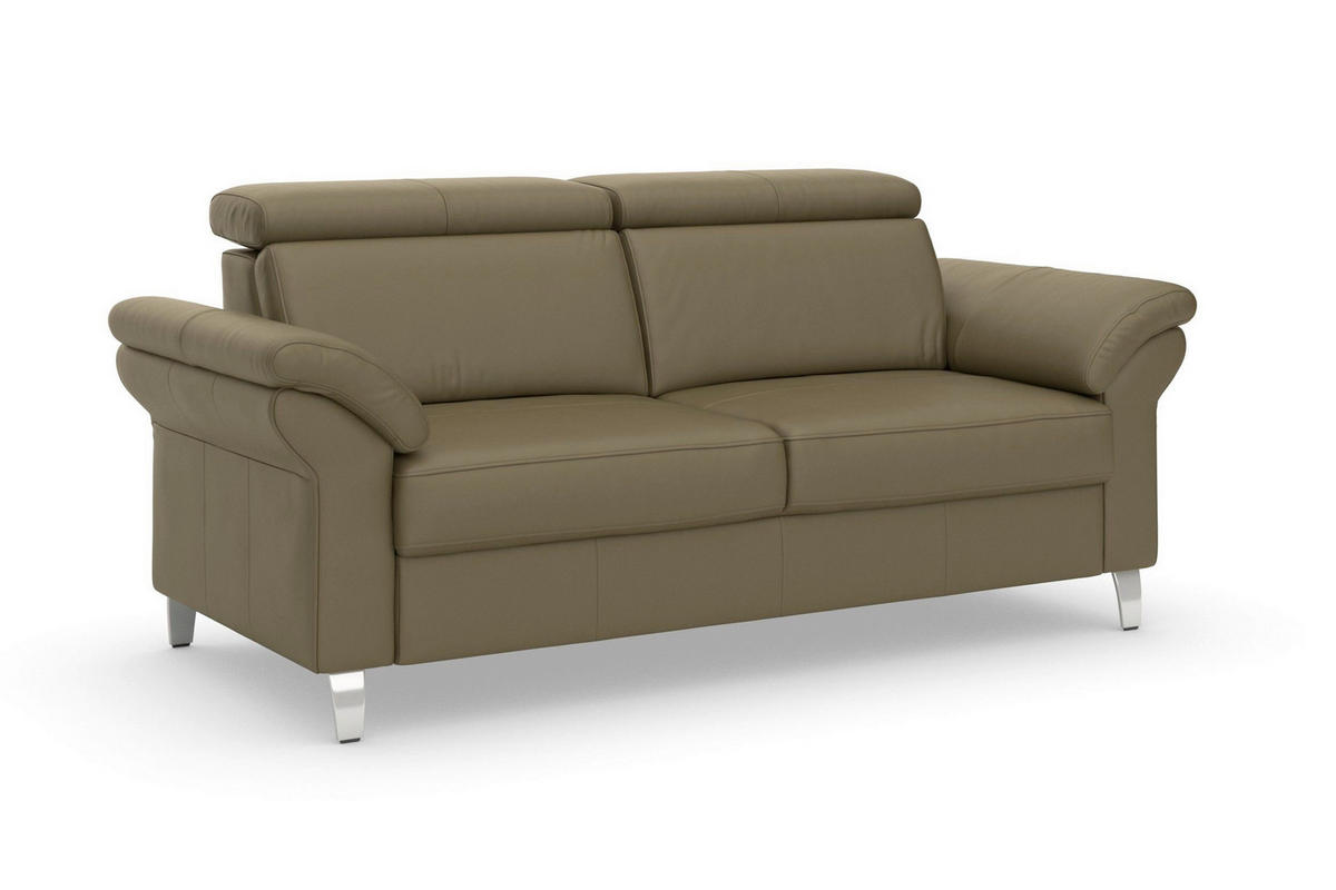 3-SITZER-SOFA ARNGAST E Echtleder Olivgrün  - Chromfarben/Olivgrün, Basics, Leder/Metall (186/84/93cm) - Sit & More