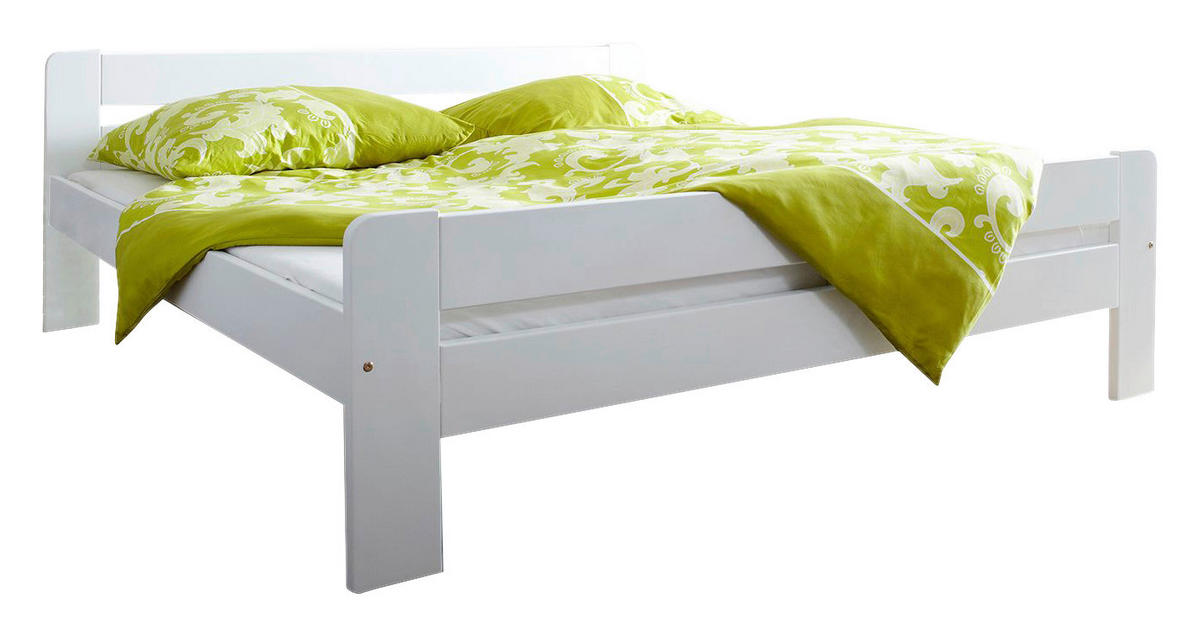 Massivholzbett Bert 140/200 cm  Weiss   - Weiss, Modern, Holz (140/200cm) - MID.YOU