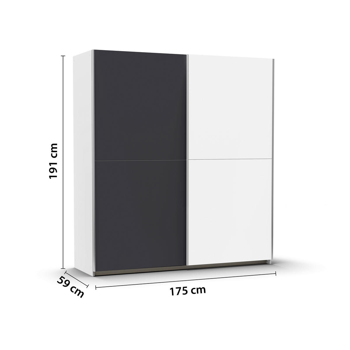 ORMAR S KLIZNIM VRATIMA bijela, tamno siva   - bijela/tamno siva, Design, drvni materijal (175/191/59cm) - Xora