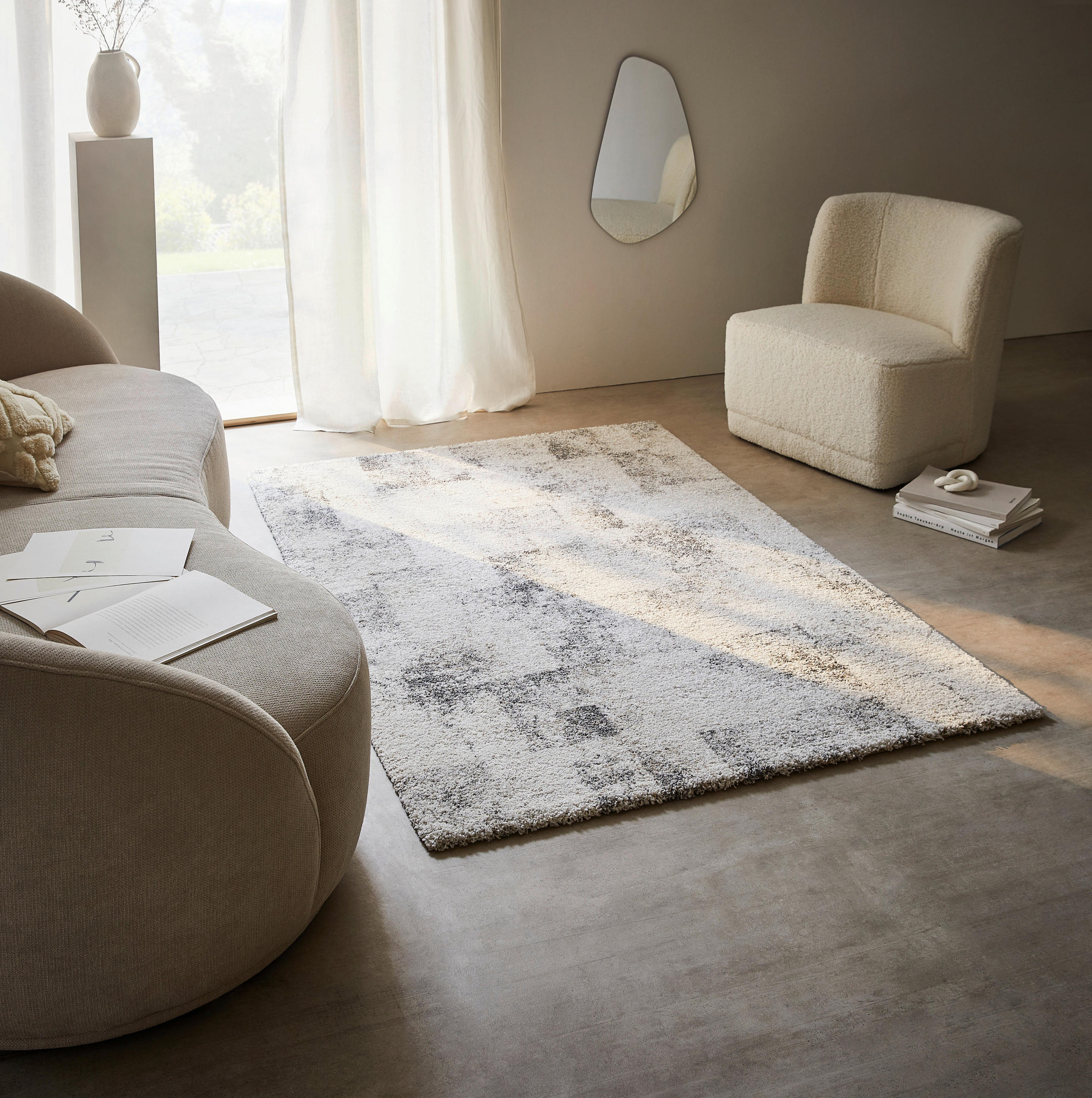 WEBTEPPICH 160/230 cm Grau, Weiß  - Weiß/Grau, Design, Textil (160/230cm)