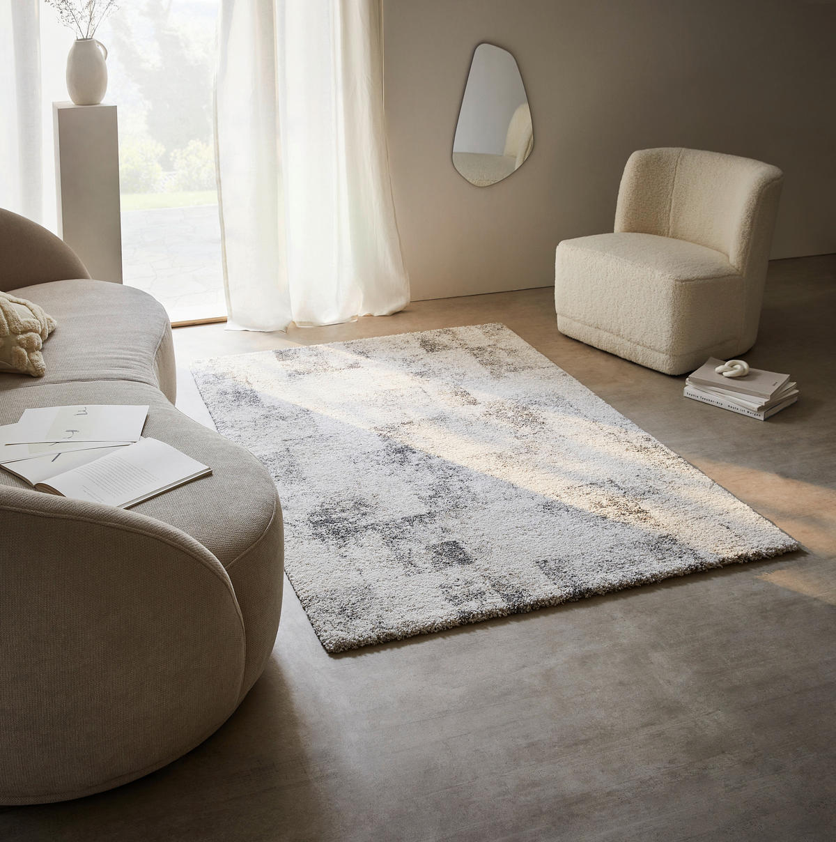 WEBTEPPICH 160/230 cm Grau, Weiß  - Weiß/Grau, Design, Textil (160/230cm)