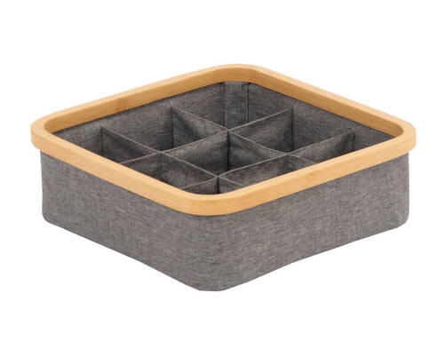 ORGANIZÉR - šedá, Basics, karton/dřevo (30/30/9cm) - Jimmylee