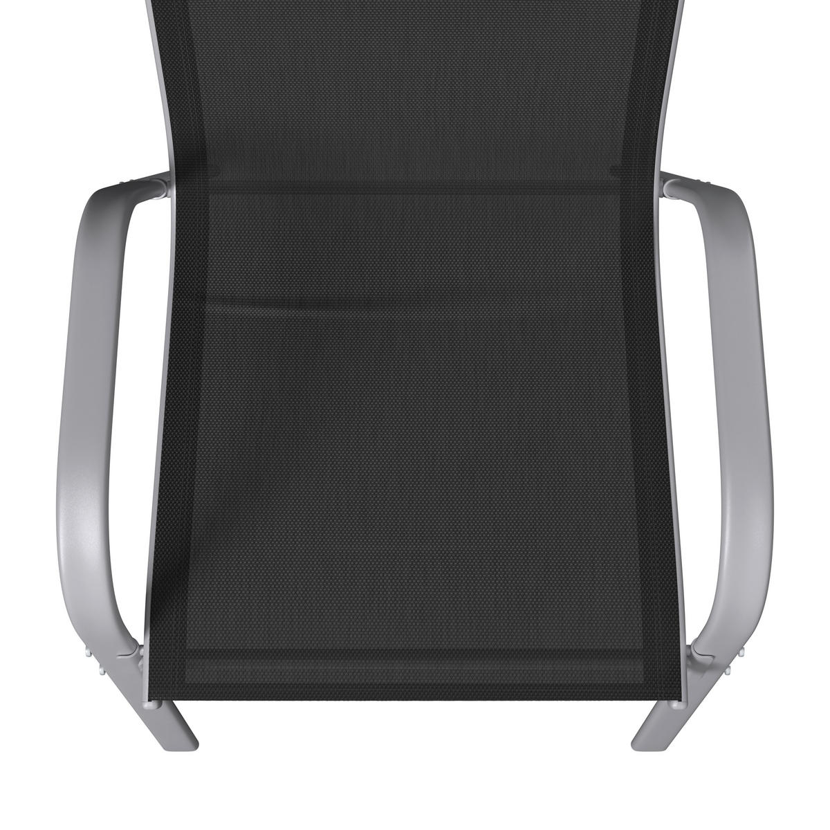 GARTENSESSEL-SET Eisen Schwarz, Silberfarben  - Silberfarben/Schwarz, MODERN, Textil/Metall (54/94/73cm) - Ambia Garden