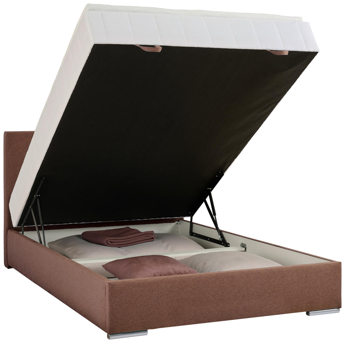BOXBETT 90/200 cm  in Braun  - Chromfarben/Braun, Konventionell, Kunststoff/Textil (90/200cm) - Carryhome