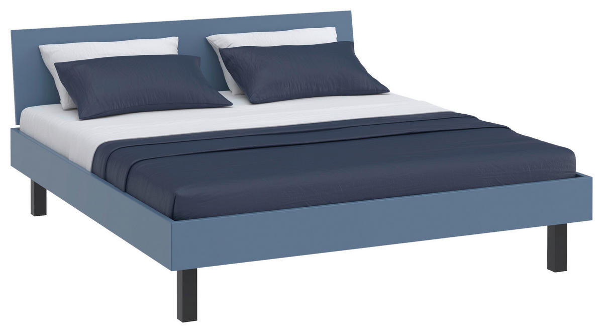 BETT 180/200 cm,  in Blau  - Blau/Schwarz, Design, Metall (180/200cm) - Xora