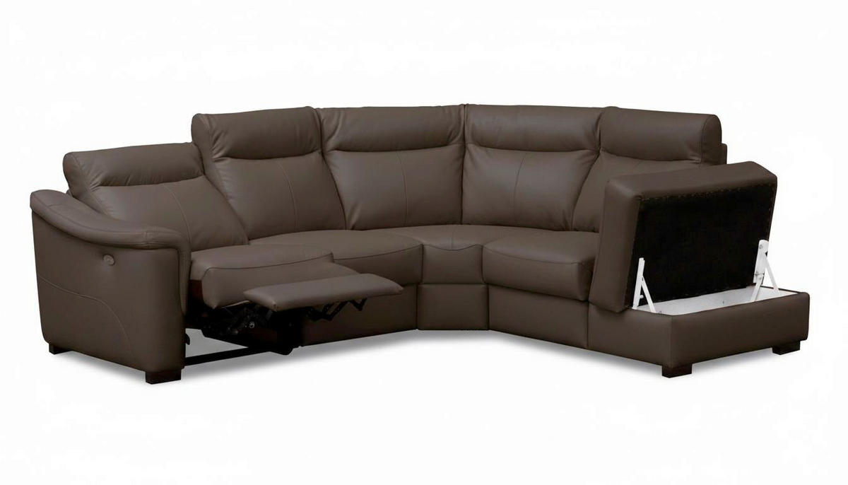ECKSOFA Echtleder Dunkelbraun  - Wengefarben/Dunkelbraun, Design, Leder/Holz (260/229cm) - Livetastic