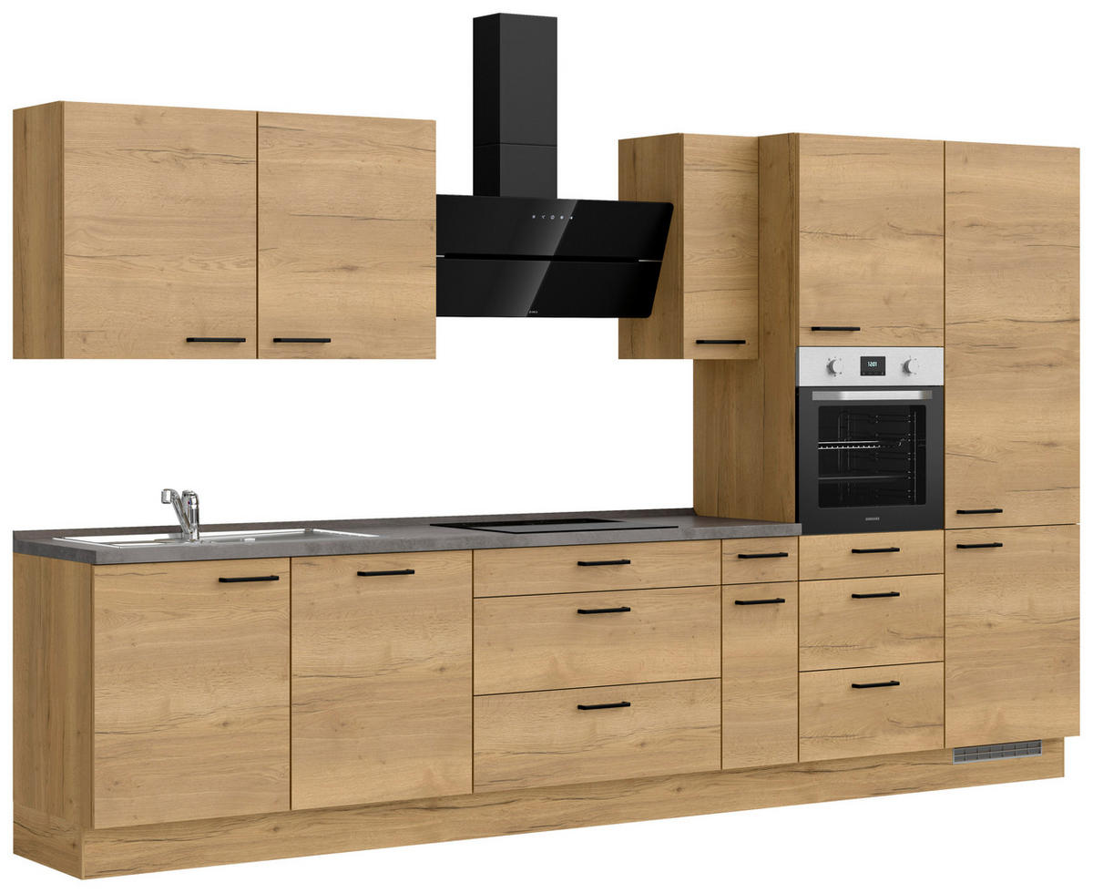 KÜCHENLEERBLOCK Structura 360 cm  in Eichefarben, Schieferfarben  - Schieferfarben/Eichefarben, MODERN, Holzwerkstoff/Metall (360cm) - Nobilia