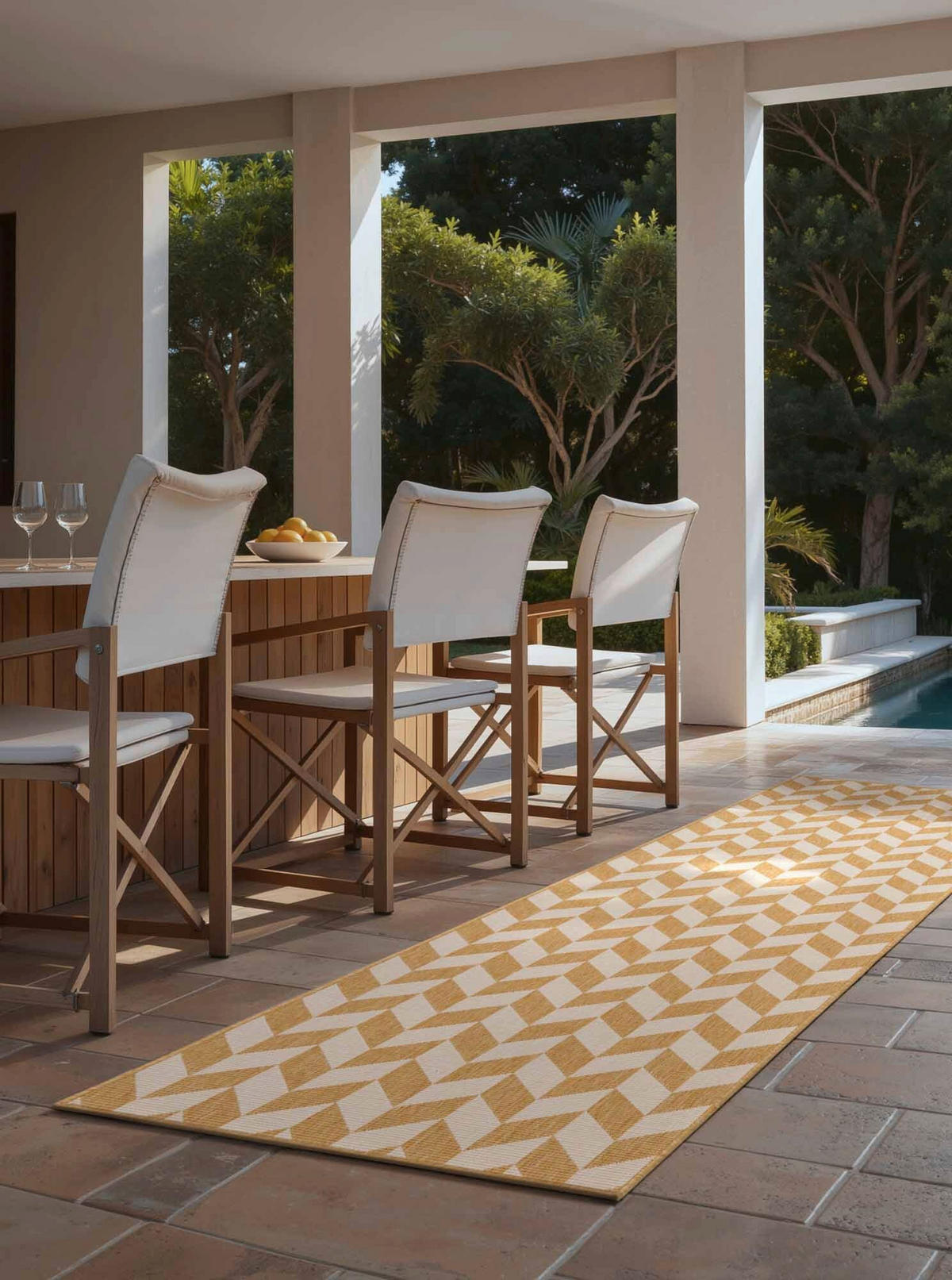 FLACHWEBETEPPICH 80/200 cm Haringey Weiß, Dunkelgelb  - Dunkelgelb/Weiß, Design, Kunststoff (80/200cm)