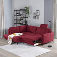 ECKSOFA in Flachgewebe, Leinenoptik Rot  - Rot/Schwarz, Design, Textil/Metall (208/247cm) - Xora