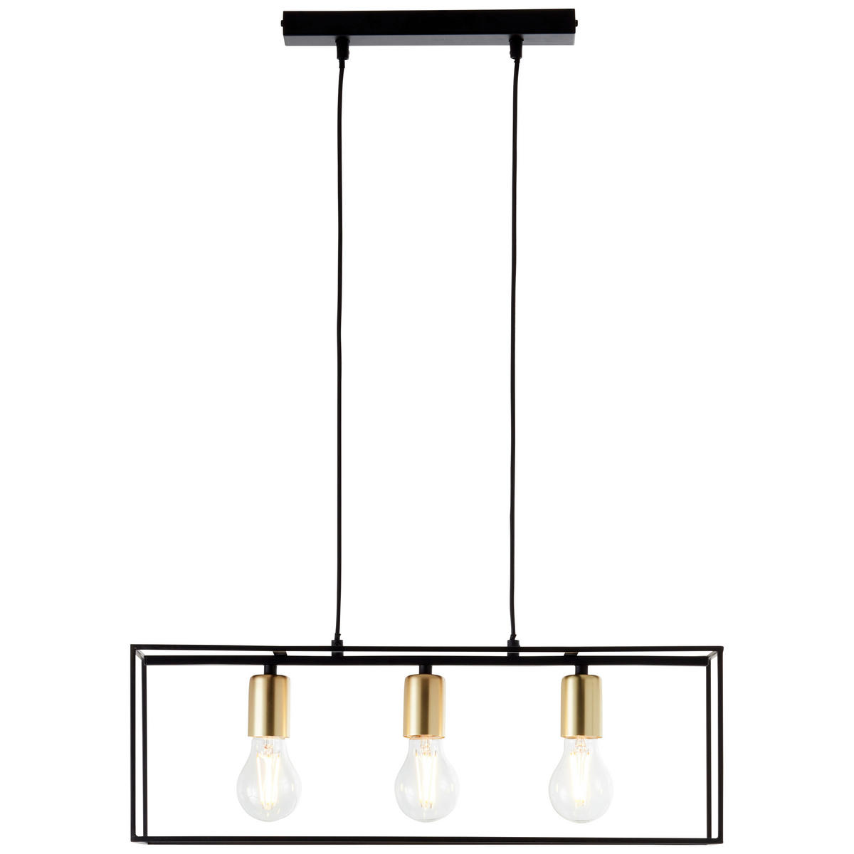 HÄNGELEUCHTE 60/20/85,5 cm    - Messingfarben/Schwarz, Basics, Metall (60/20/85,5cm) - Brilliant