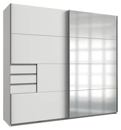 SCHIEBETÜRENSCHRANK 225/210/64 cm 2-türig  - Alufarben/Weiß, KONVENTIONELL, Holzwerkstoff/Metall (225/210/64cm) - MID.YOU