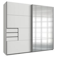 OMARA Z DRSNIMI VRATI, prozorno, bela, barve aluminija  - bela/barve aluminija, Konvencionalno, kovina/leseni material (225/210/64cm) - MID.YOU