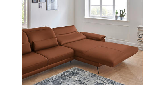 ECKSOFA in Echtleder Cognac  - Cognac/Schwarz, Design, Leder/Metall (328/193cm) - Dieter Knoll