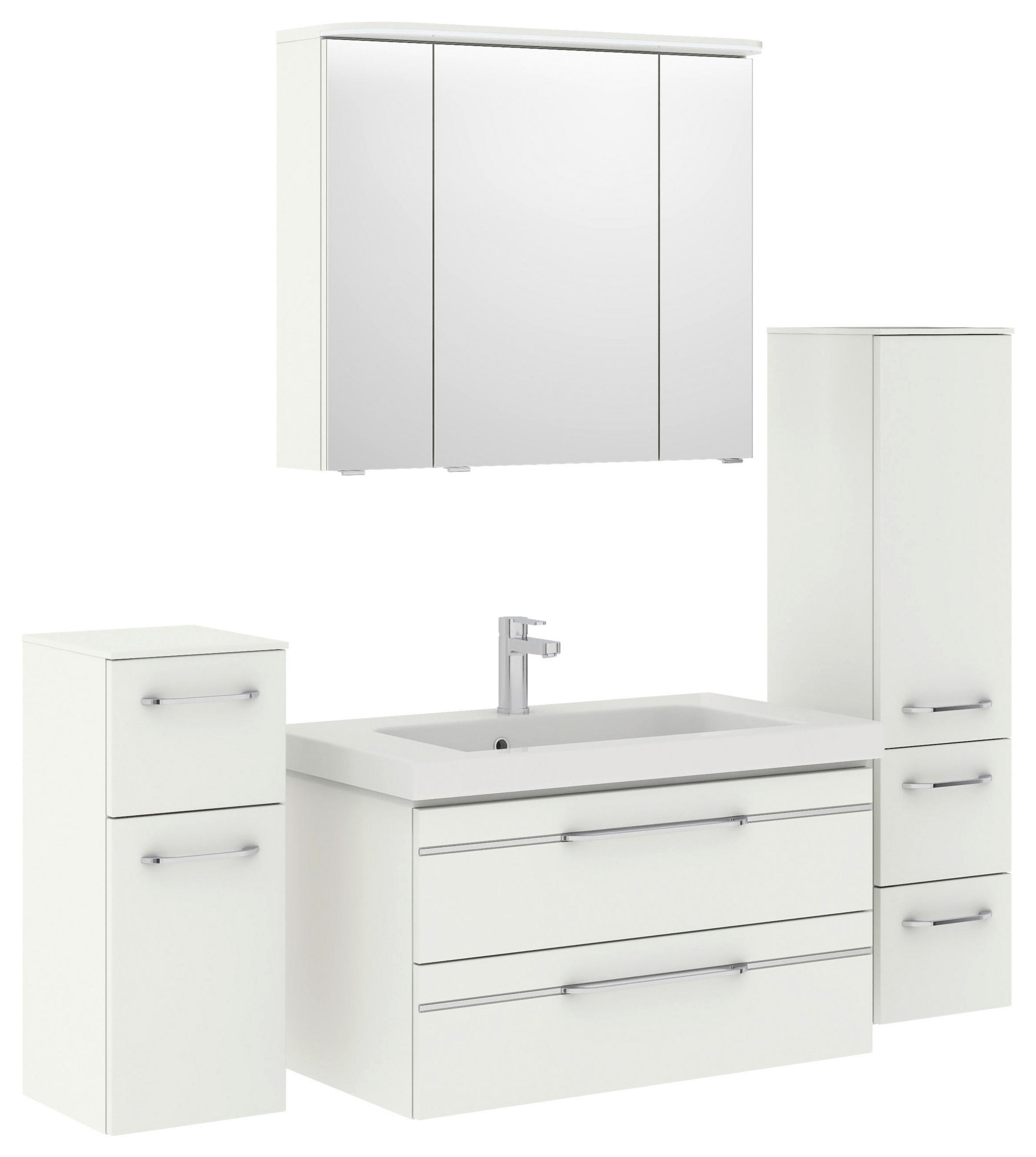 BADEZIMMER 5-teilig in 152 cm - Chromfarben/Weiß Hochglanz, KONVENTIONELL, Glas/Holzwerkstoff (152cm) - Pelipal