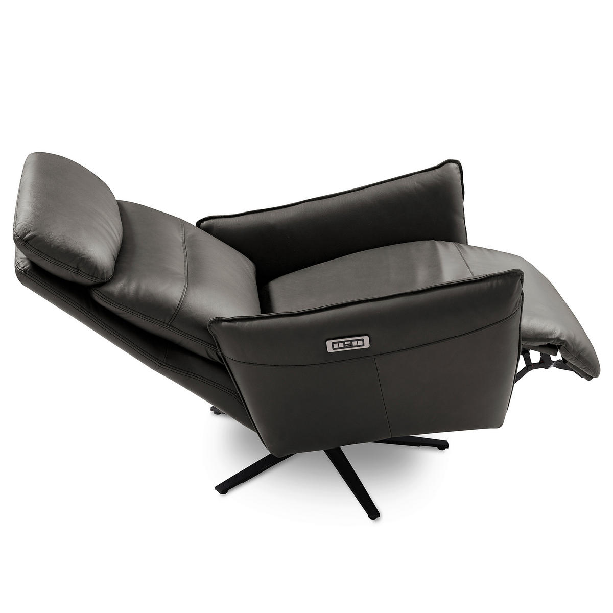 RELAXSESSEL in Leder Anthrazit  - Anthrazit/Schwarz, Design, Leder/Metall (77/107/88cm) - Livetastic