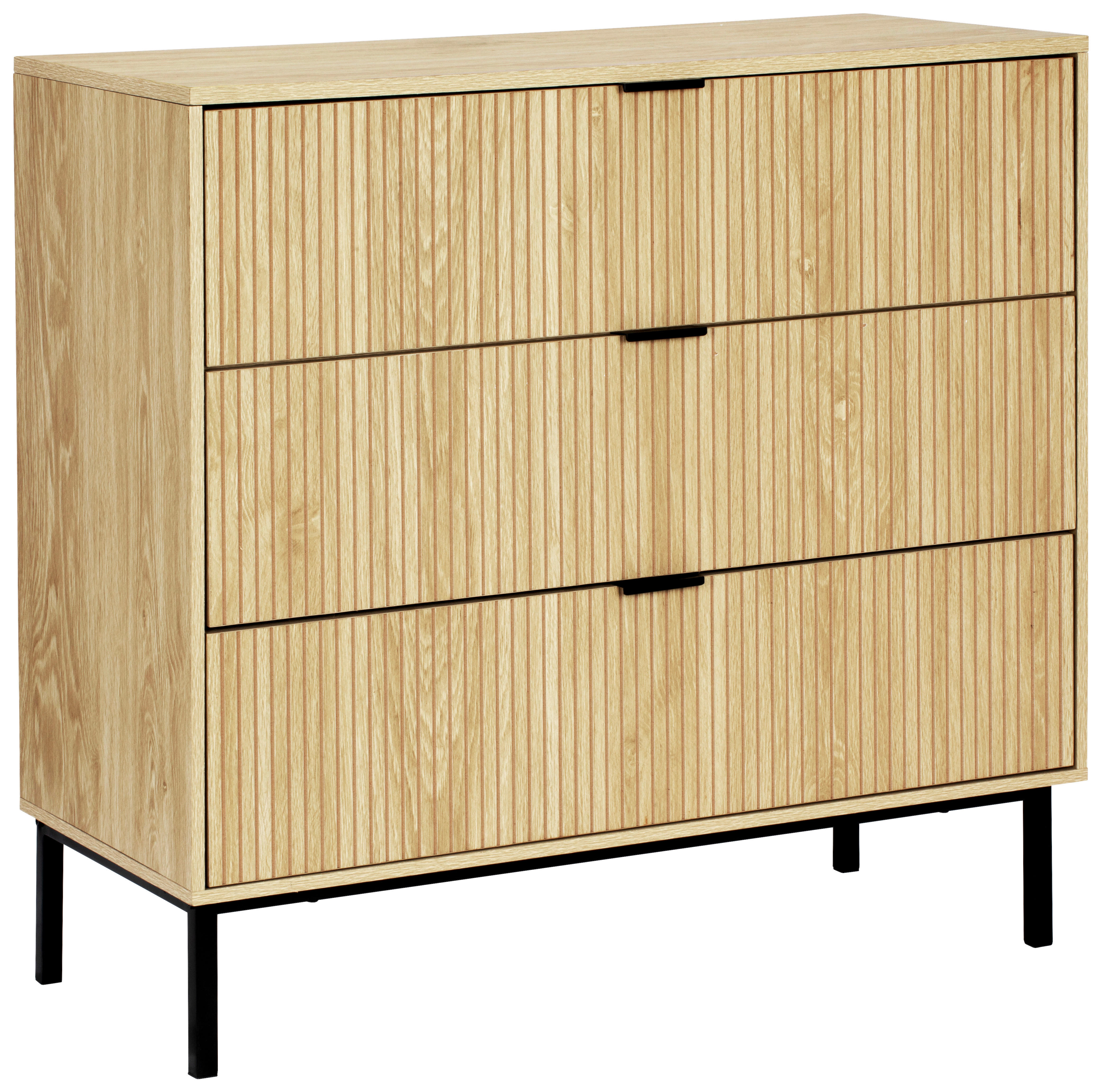 KOMODA, přírodní barvy, 90/85/40 cm - černá/přírodní barvy, Natur, kov/kompozitní dřevo (90/85/40cm) - MID.YOU