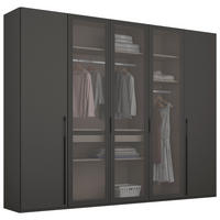 DREHTÜRENSCHRANK in Graphitfarben  - Graphitfarben, Trend, Glas/Holzwerkstoff (251/223/60cm) - Novel