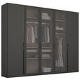 DREHTÜRENSCHRANK 251/223/60 cm,  in Graphitfarben, 5-türig  - Graphitfarben, Trend, Glas/Holzwerkstoff (251/223/60cm) - Novel