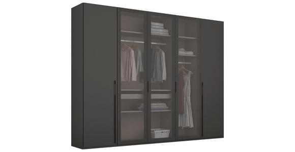 DREHTÜRENSCHRANK 251/223/60 cm,  in Graphitfarben, 5-türig  - Graphitfarben, Trend, Glas/Holzwerkstoff (251/223/60cm) - Novel