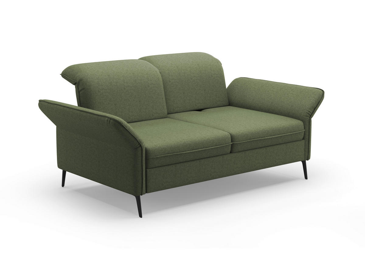 2,5-SITZER in Flachgewebe Olivgrün  - Schwarz/Olivgrün, KONVENTIONELL, Textil/Metall (189/92/123cm) - Sit & More
