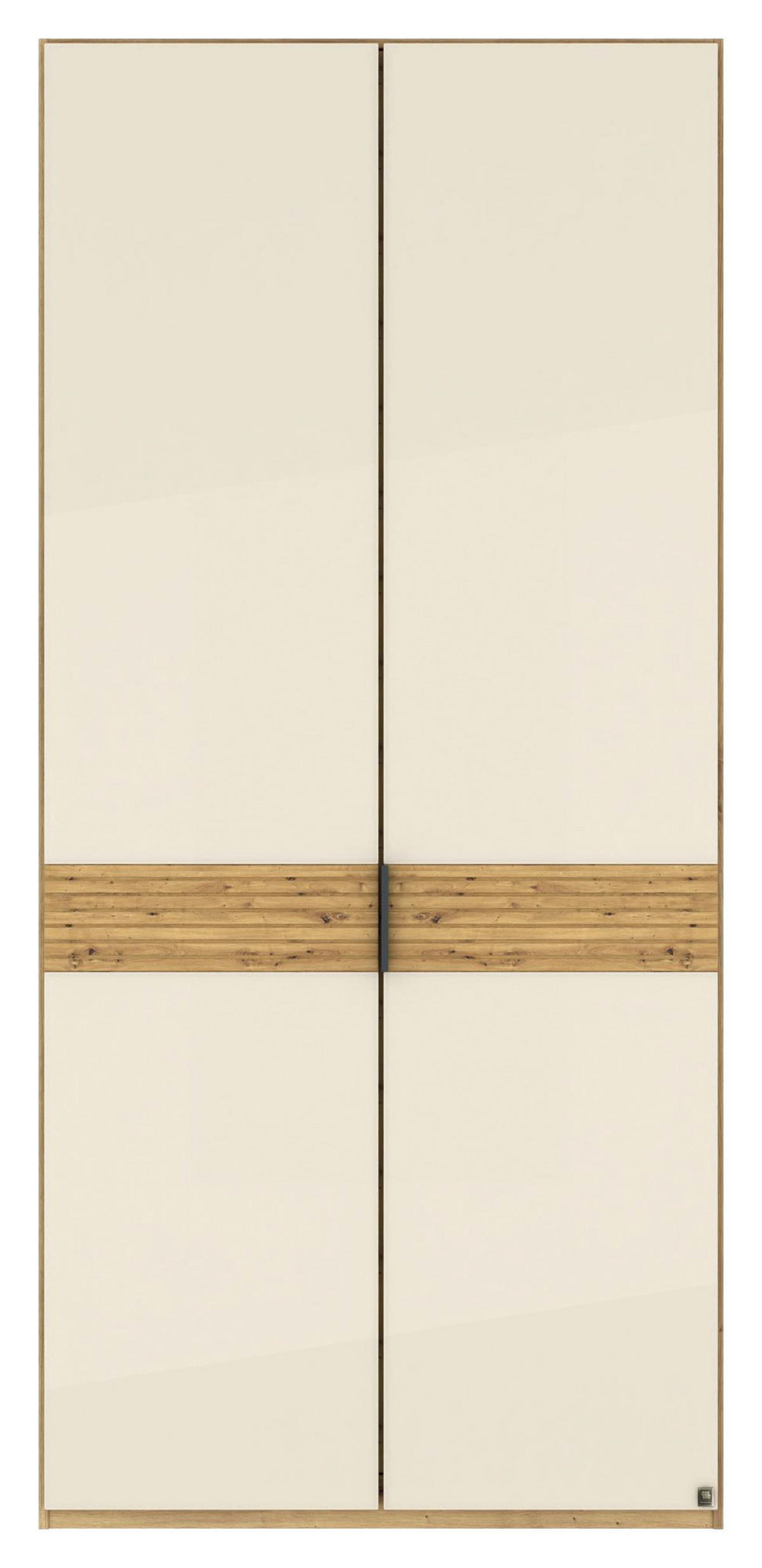 DREHTÜRENSCHRANK 100/216/58 cm,  in Champagner, Eiche Bianco, 2 Tür(en)  - Schieferfarben/Eiche Bianco, Design, Glas/Holz (100/216/58cm) - Musterring
