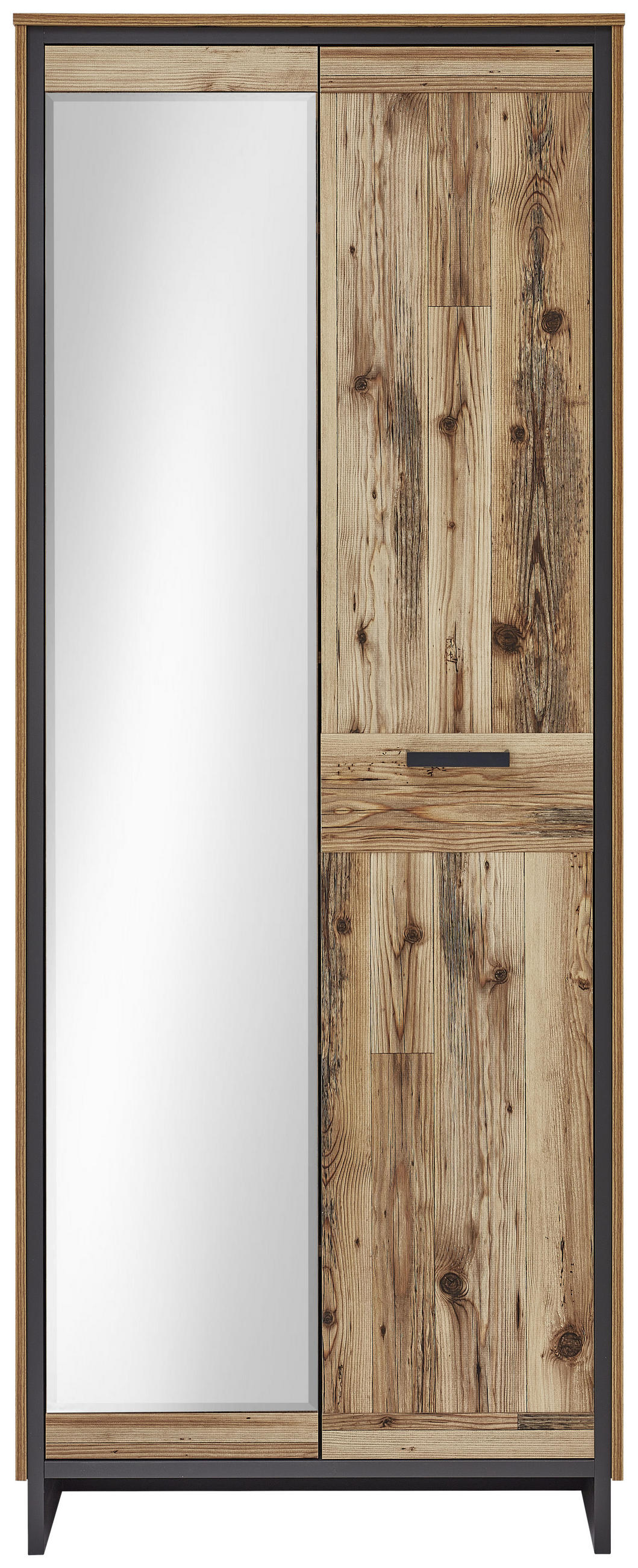 GARDEROBENSCHRANK 80/203/38 cm - Graphitfarben/Kieferfarben, KONVENTIONELL, Holzwerkstoff/Metall (80/203/38cm) - MID.YOU