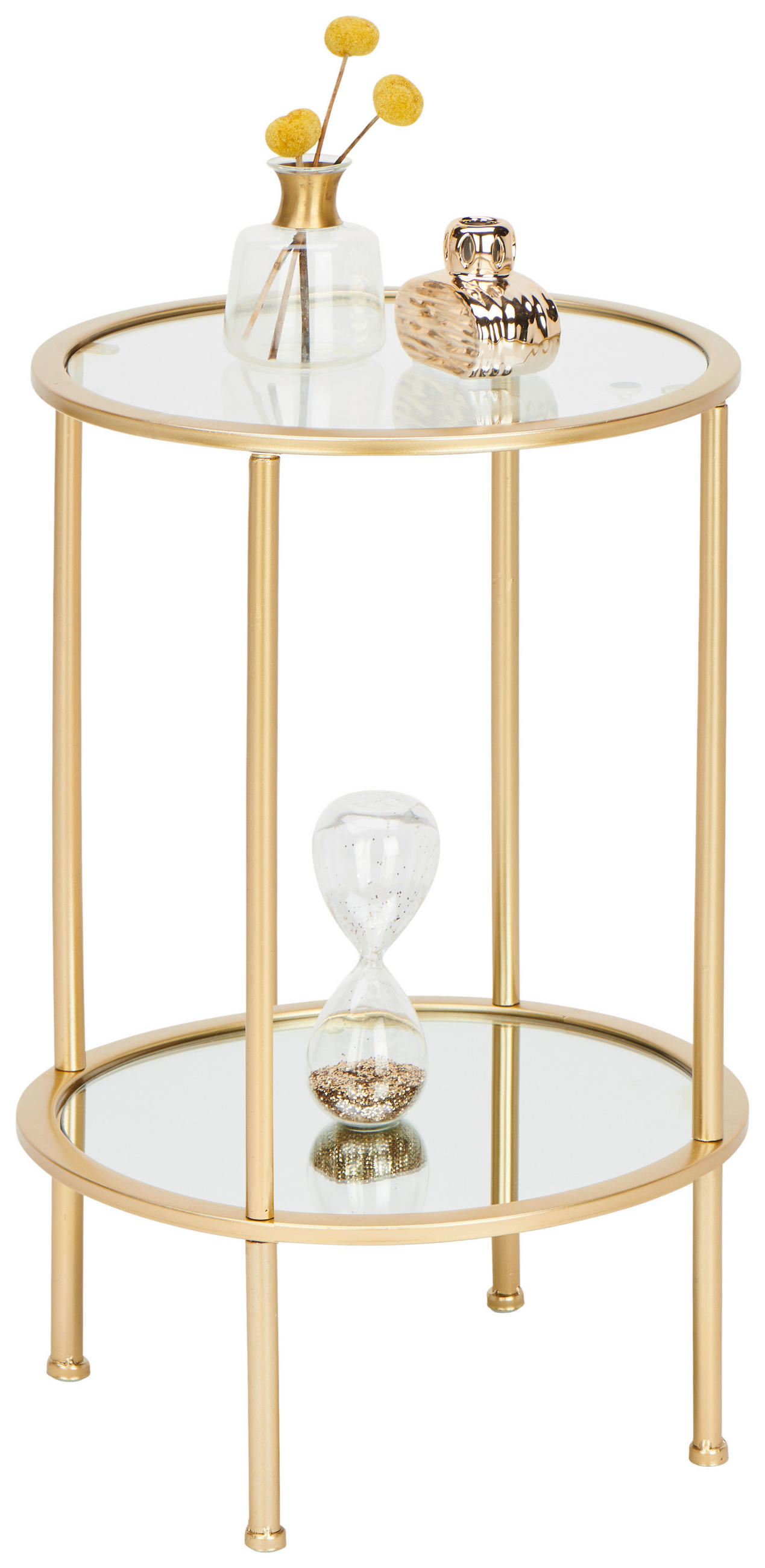 BEISTELLTISCH 38/38/55 cm Goldfarben rund  - Goldfarben, Basics, Glas/Metall (38/38/55cm)