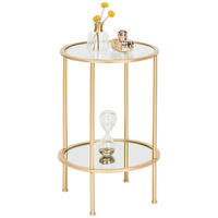 BEISTELLTISCH 38/38/55 cm Goldfarben rund  - Goldfarben, Basics, Glas/Metall (38/38/55cm)