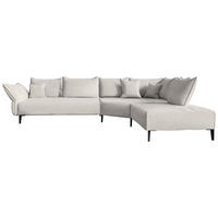 ECKSOFA  in Chenille, Flachgewebe Ecru  340/272 cm  - Ecru/Schwarz, MODERN, Textil/Metall (340/272cm) - W.Schillig