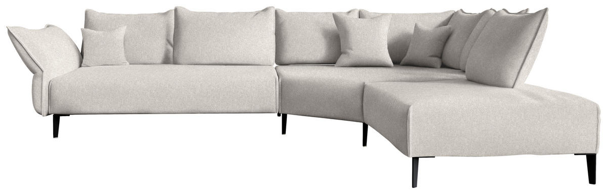 ECKSOFA  in Chenille, Flachgewebe Ecru  340/272 cm  - Ecru/Schwarz, MODERN, Textil/Metall (340/272cm) - W.Schillig
