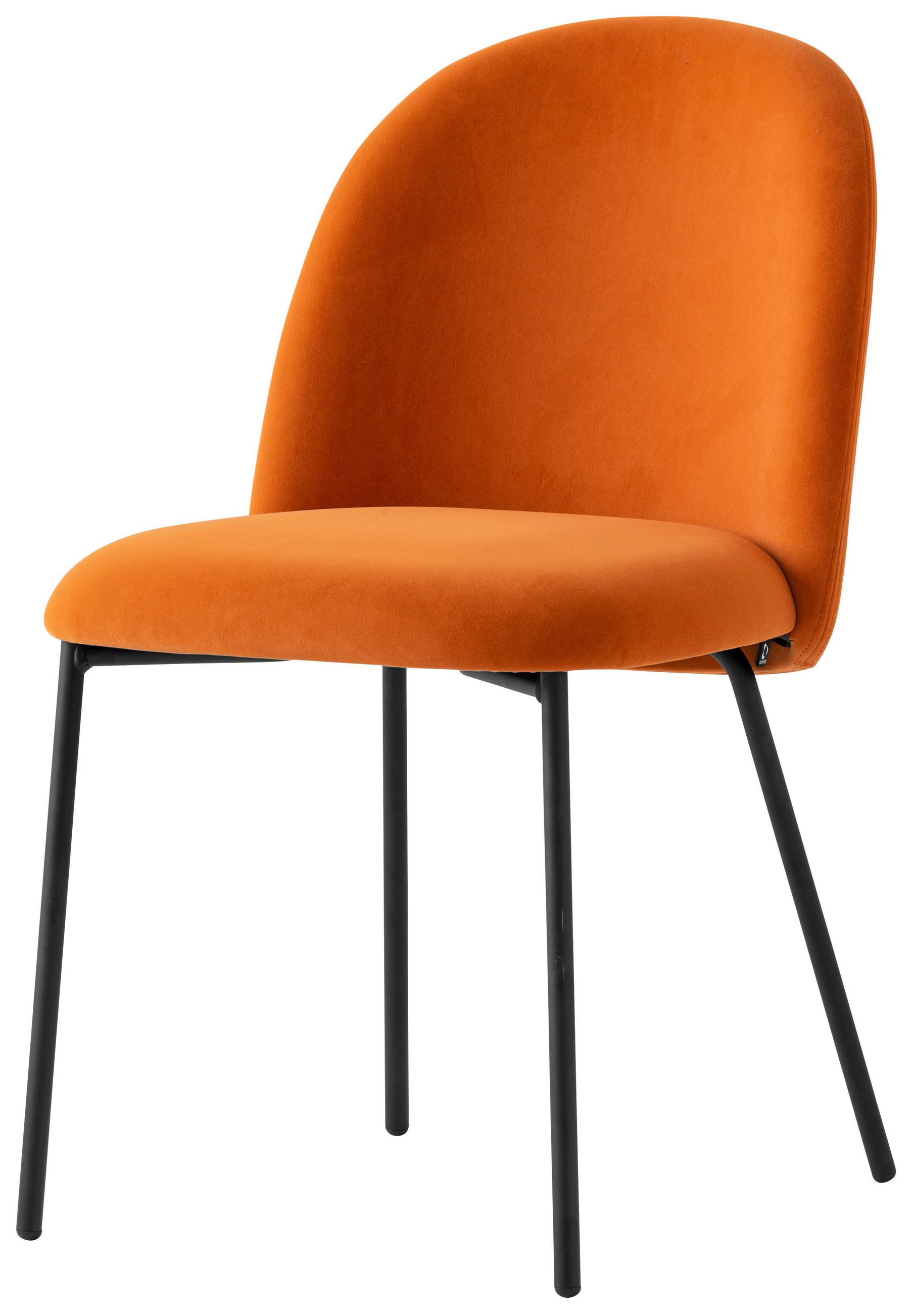 STUHL  in Edelstahl Samt Metall, Textil  - Schwarz/Orange, Design, Textil/Metall (46/81/57cm) - Connubia 