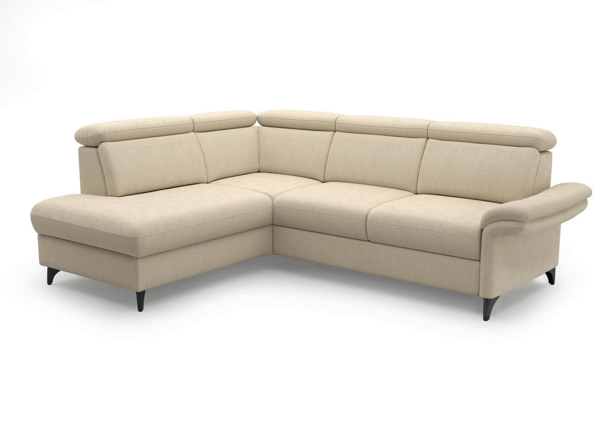 ECKSOFA GLENDALE E in Chenille Sandfarben  193/247 cm  - Sandfarben/Schwarz, KONVENTIONELL, Textil/Metall (193/247cm) - Sit & More