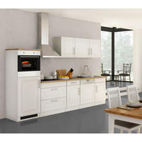 KÜCHENBLOCK 300 cm   in Weiss, Sonoma Eiche  - Weiss/Alufarben, Modern, Holzwerkstoff/Metall (300cm) - Held