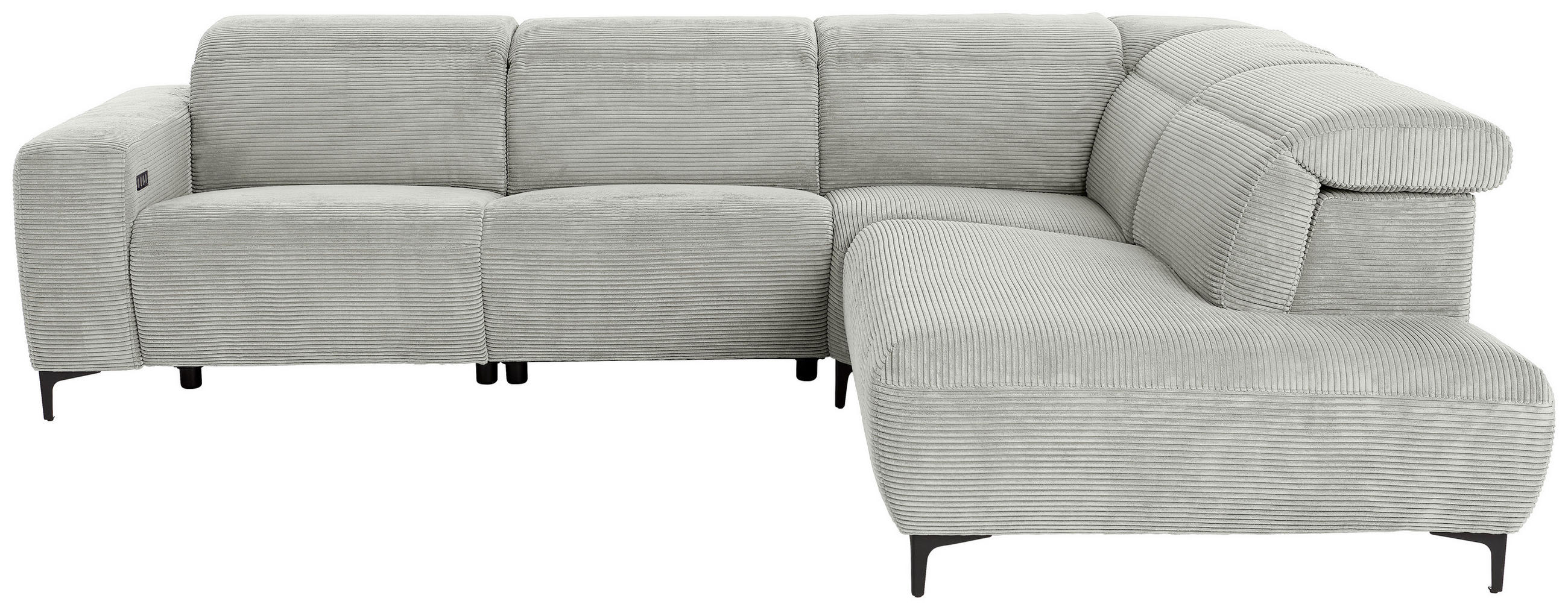 ECKSOFA Hellgrau Cord  - Hellgrau/Schwarz, Design, Textil (290/223cm) - Pure Home Lifestyle