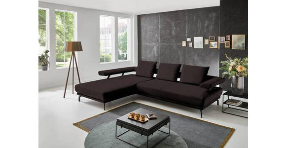 ECKSOFA in Echtleder Dunkelbraun  - Dunkelbraun/Schwarz, Design, Leder/Metall (224/305cm) - Dieter Knoll