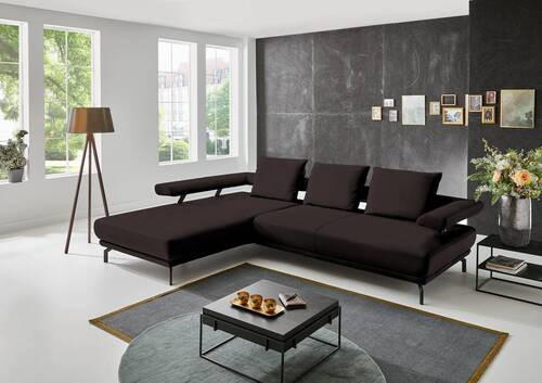 ECKSOFA in Echtleder Dunkelbraun  - Dunkelbraun/Schwarz, Design, Leder/Metall (224/305cm) - Dieter Knoll
