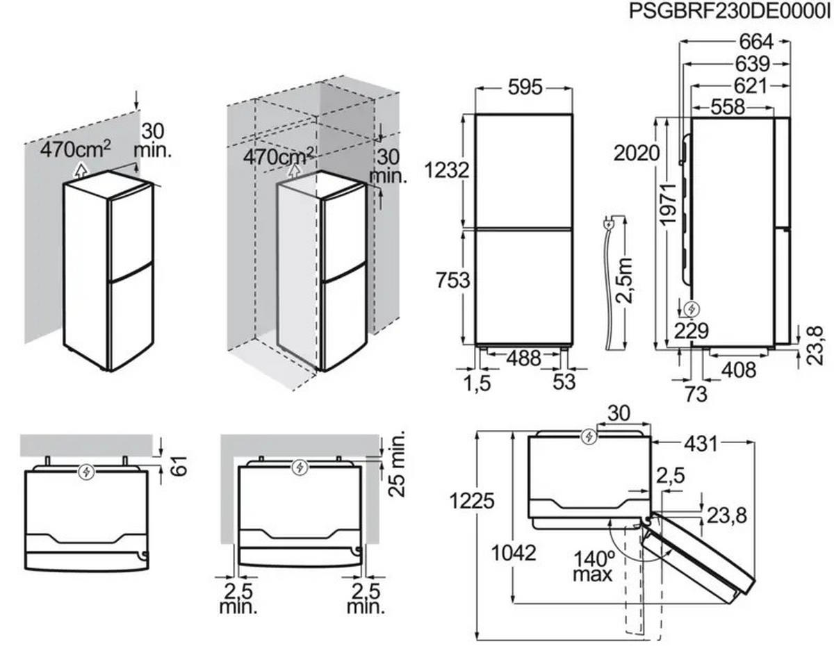 KÜHL-GEFRIER-KOMBINATION ORC7P361DB  - Schwarz, Metall (59,5/202/66,4cm) - AEG