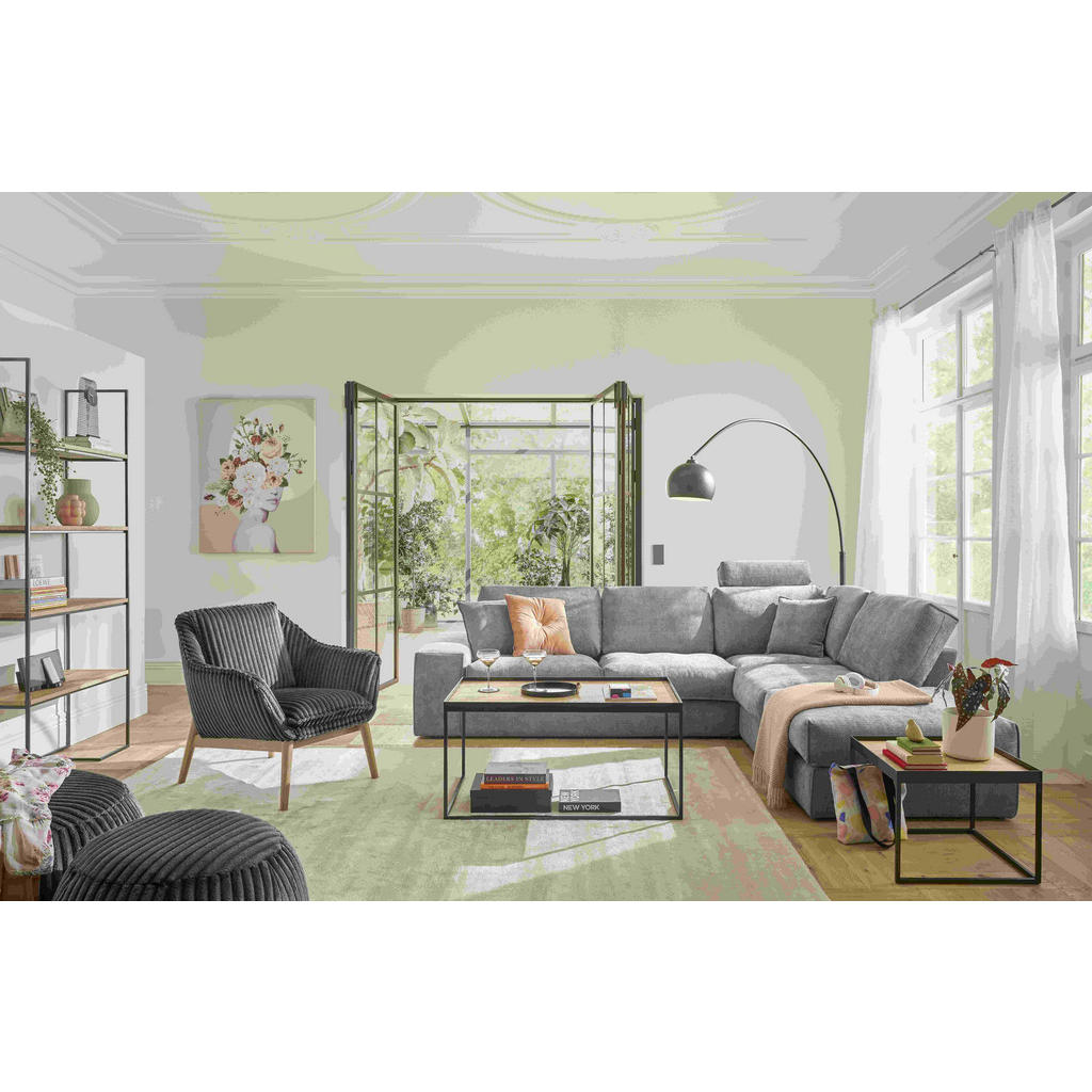 Thumbnail - SetOne by Musterring Couchtisch, Schwarz, Eiche, Holz, Metall, Eiche, massiv, rechteckig, eckig, Kufe, 60x49x100 cm, Woh...