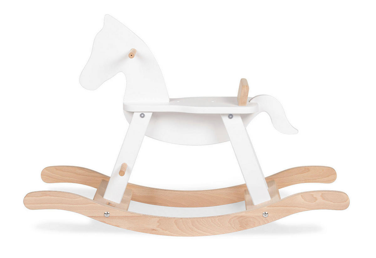 SCHAUKELPFERD - Weiß Hochglanz/Naturfarben, Basics, Holz (86/31/58cm) - Pinolino