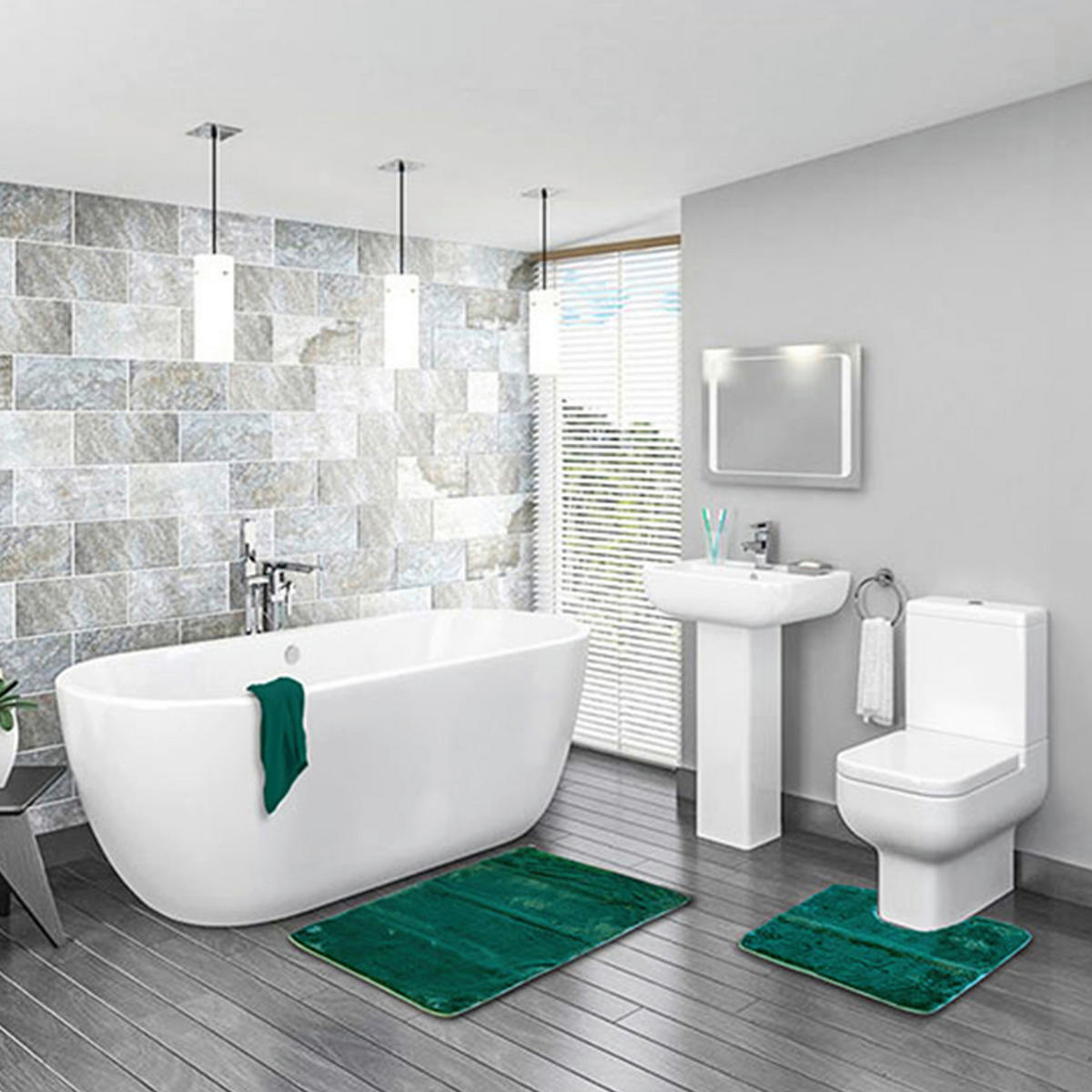 FÜRDŐSZOBASZŐNYEG   sötétzöld   - sötétzöld, Basics, textil (120/2/70cm)