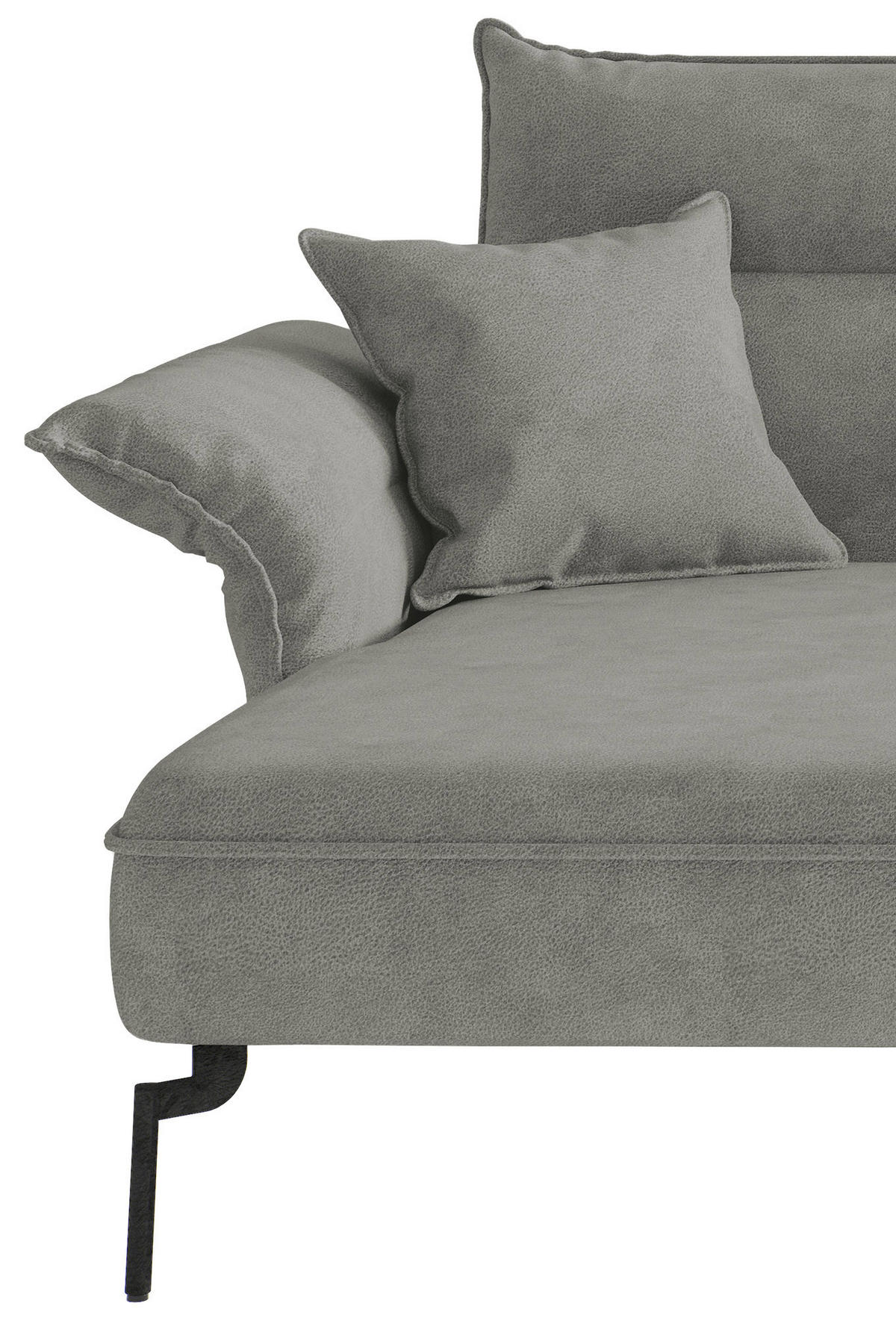 ECKSOFA Jakarta Grau Flachgewebe  - Edelstahlfarben/Grau, Design, Textil/Metall (185/265cm) - Livetastic