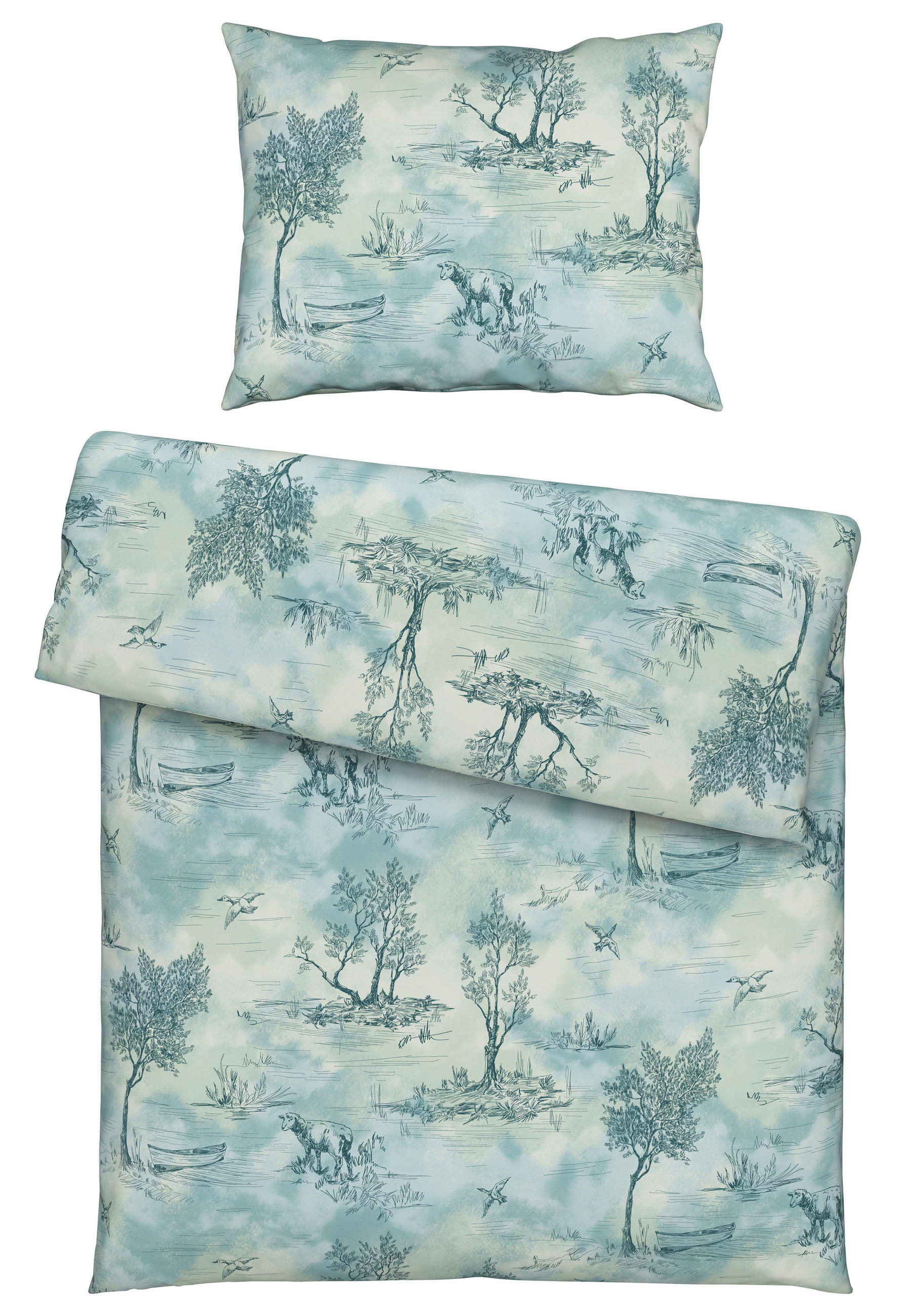 Esposa POVLEČENÍ, flanel, modrá, béžová, 140/200 cm