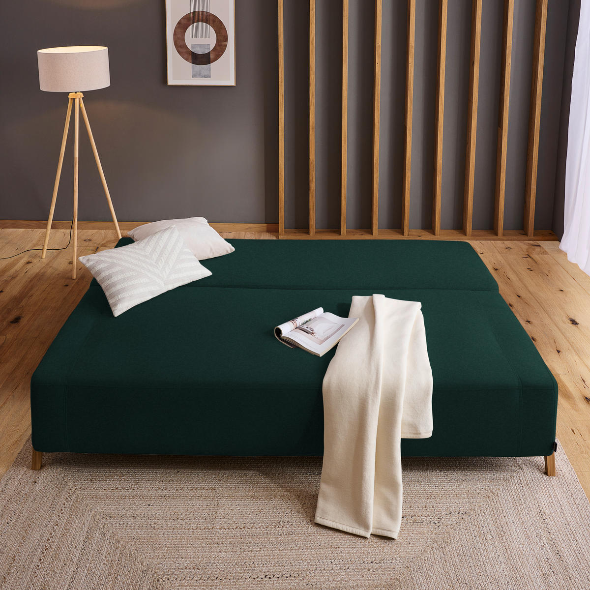 SCHLAFSOFA in Textil Waldgrün  - Waldgrün/Naturfarben, Design, Holz/Textil (211/88/102cm) - Niels Andersson