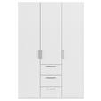 DREHTÜRENSCHRANK 151/223/61 cm,  in Weiß, 3-türig  - Edelstahlfarben/Weiß, Basics, Holzwerkstoff/Metall (151/223/61cm) - Novel