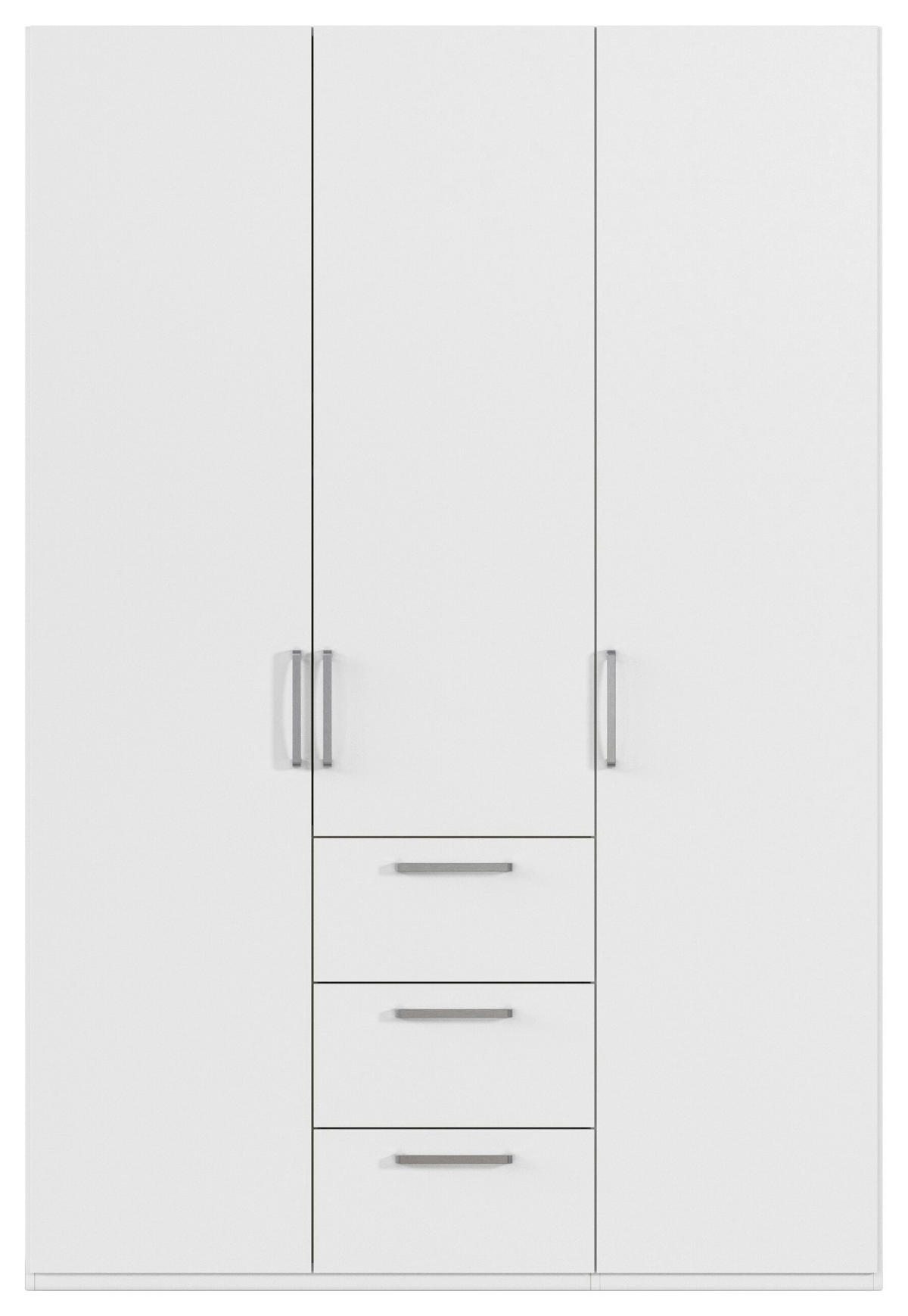 DREHTÜRENSCHRANK 151/235/61 cm,  in Weiß, 3-türig  - Edelstahlfarben/Weiß, Basics, Holzwerkstoff/Metall (151/235/61cm) - Novel