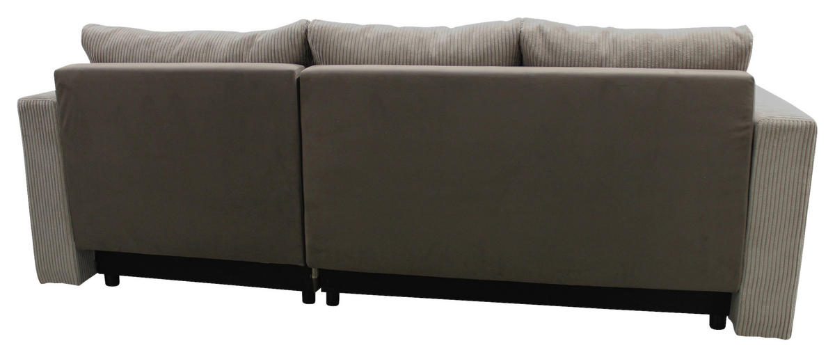 ECKSOFA STELLA Taupe Plüsch Rückenkissen, Bettkasten  - Taupe/Schwarz, Design, Kunststoff/Textil (234/166cm) - MID.YOU