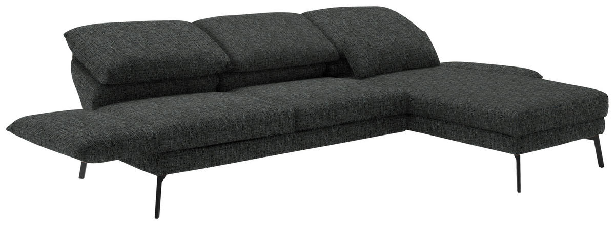 ECKSOFA in Flachgewebe Anthrazit  277/175 cm  - Anthrazit/Schwarz, Design, Textil/Metall (277/175cm) - Schöner Wohnen