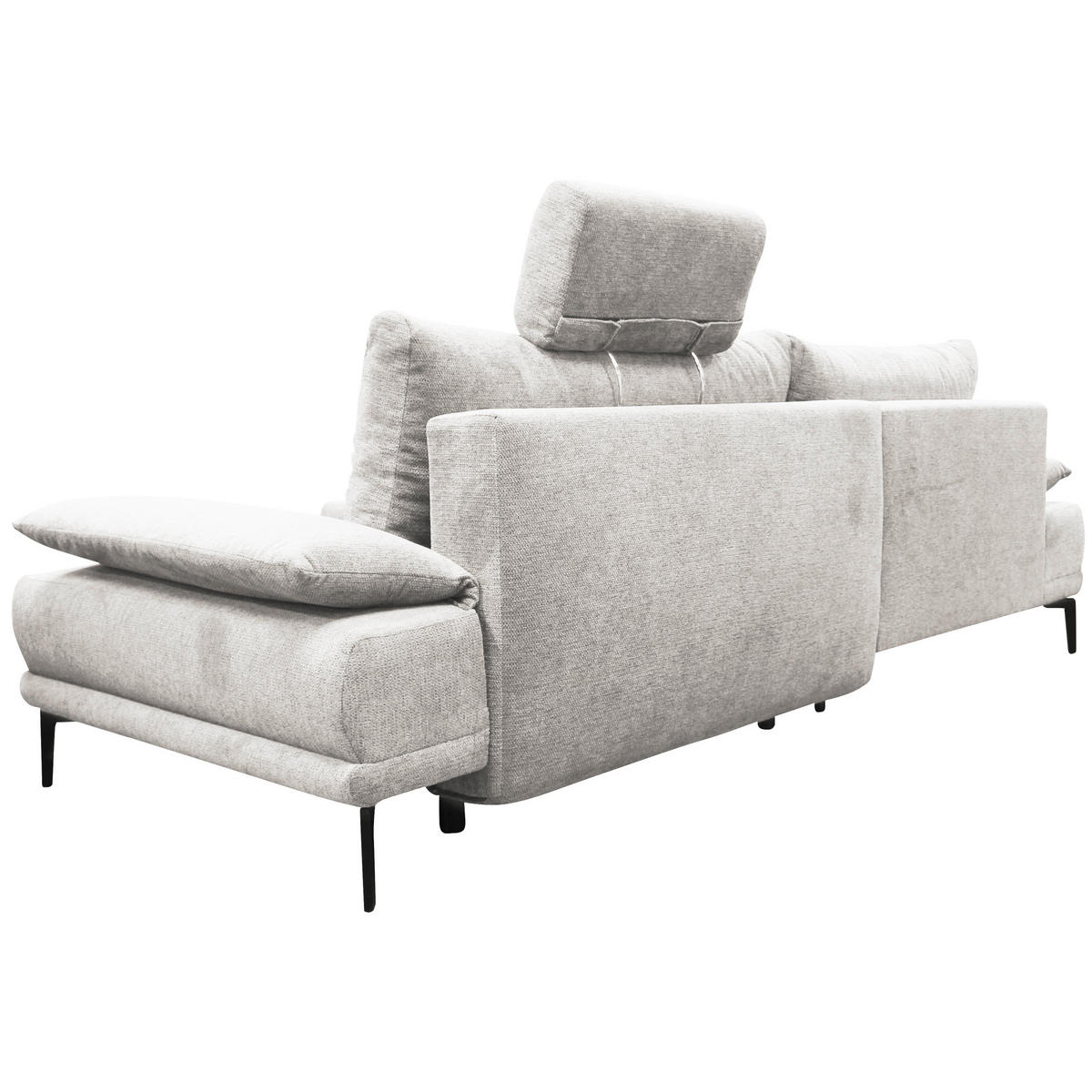 ECKSOFA in Webstoff Weiß  192/260 cm  - Schwarz/Weiß, Design, Textil/Metall (192/260cm) - MID.YOU